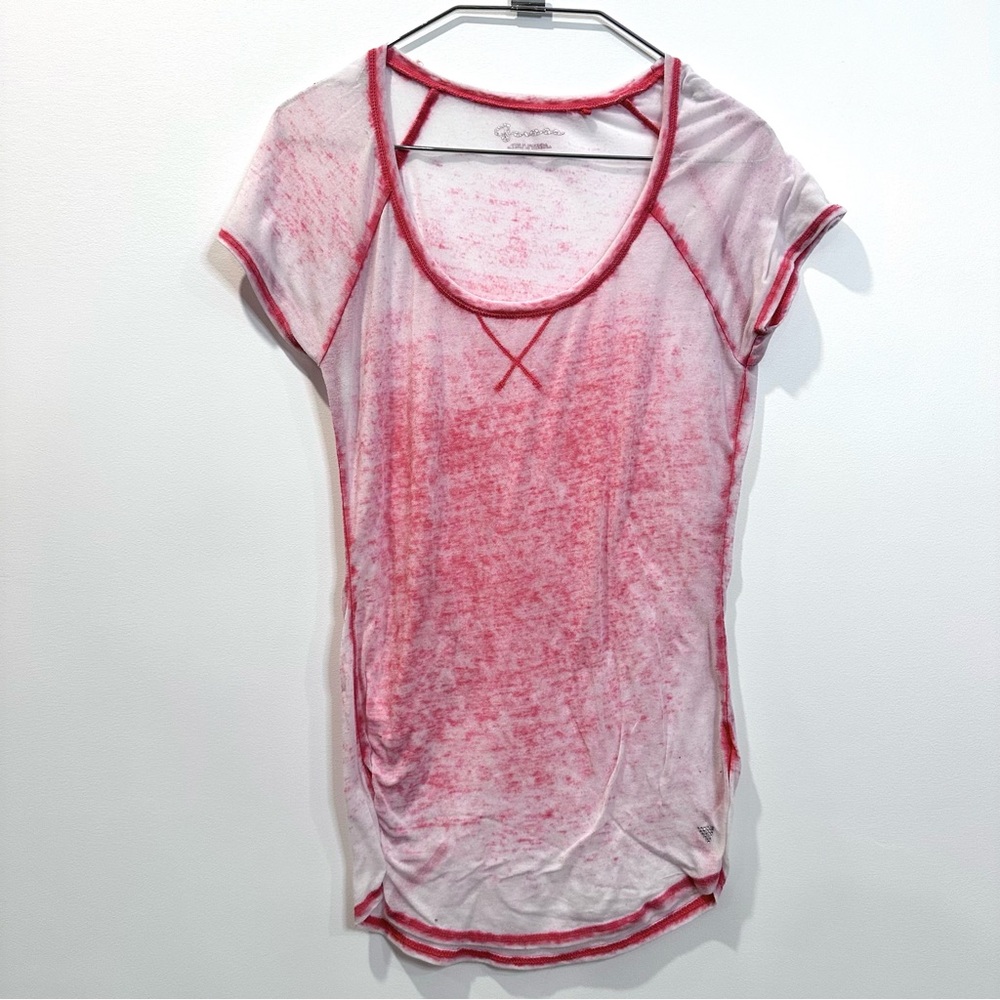 🛍️4 for 20$ / Guess Sheer Gradient Short Sleeve Tee / White & Pink / M